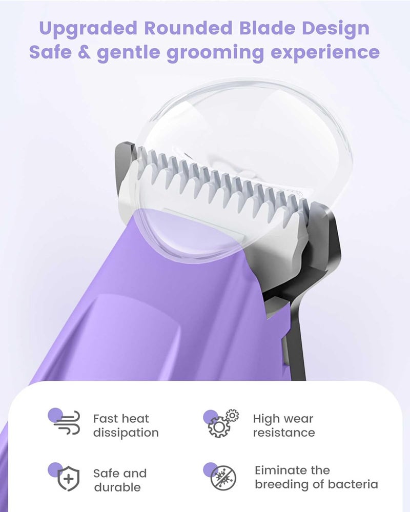 PAPMINI Dog Paw Trimmer with LED Light, 35dB Low Noise Paw Trimmers for Dog's Feet, 2 Speed Safety Electric Dog Clippers for Grooming, Rechargeable Cat Shaver for Paws, Ears, Face, Rump (Purple) - Image 3